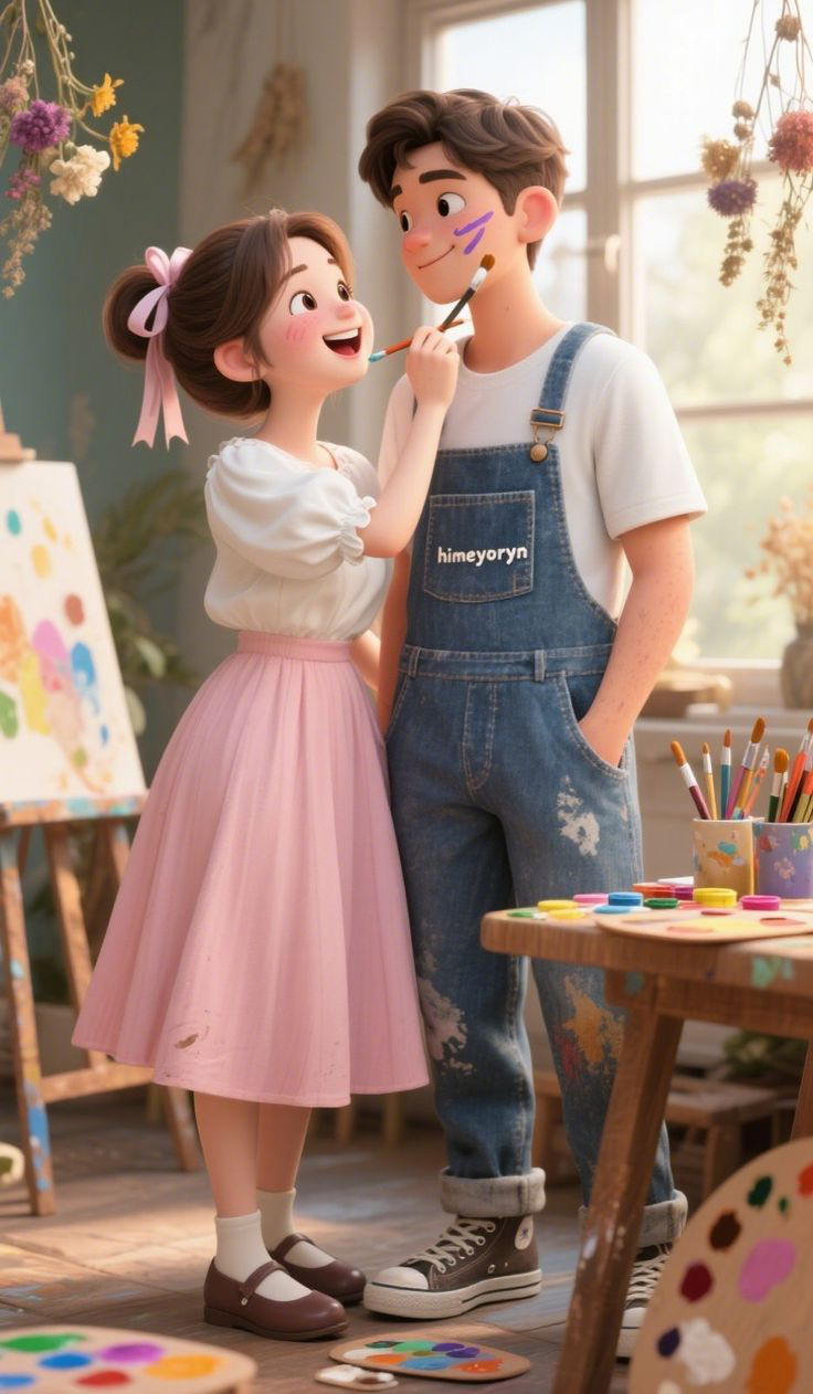 Cute Couple Cartoon DP for Instagram Profile